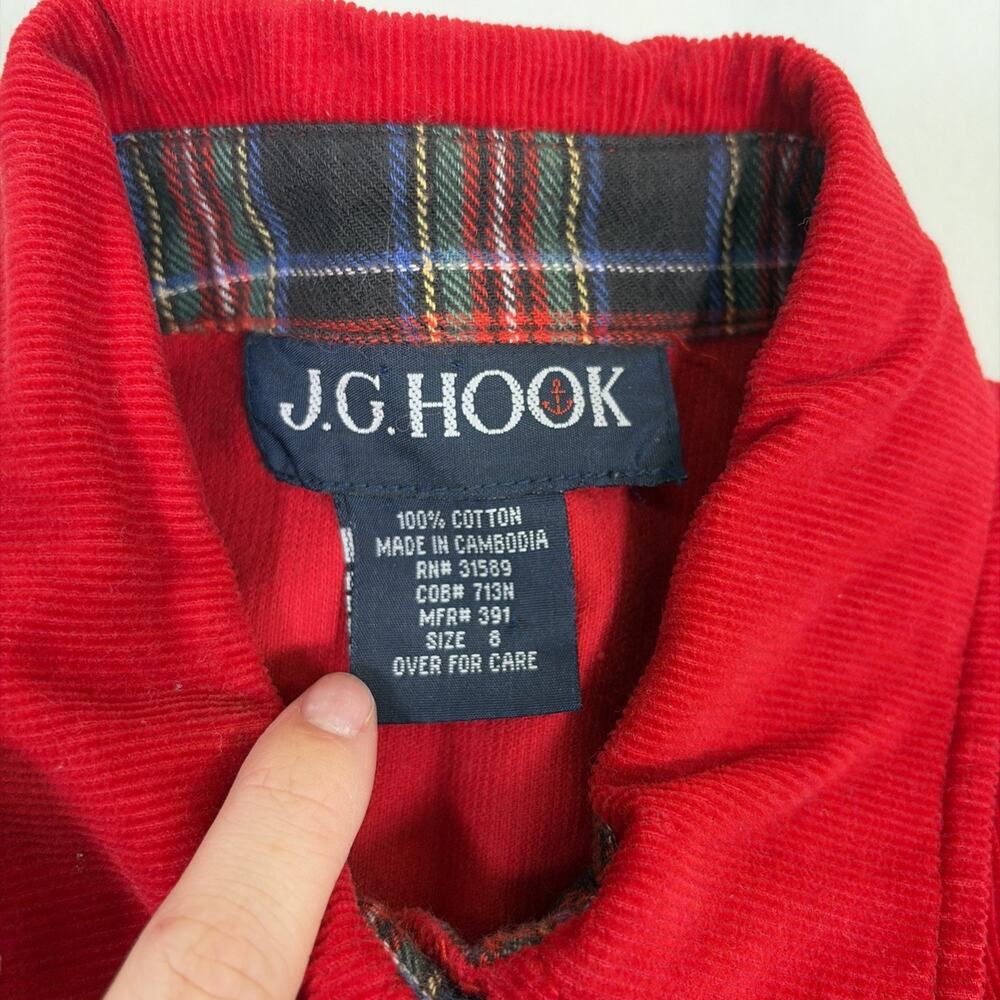 Vintage JG Hook Shirt Dress 8 Red Corduroy Button Front Prairie Cottage Holiday - Picture 4 of 8